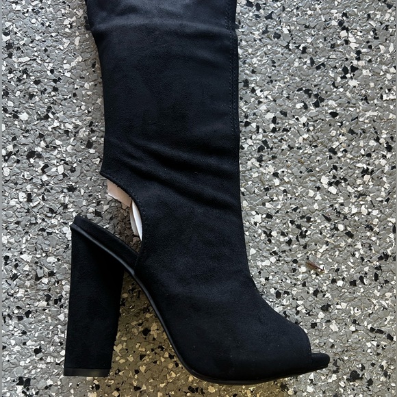 Bamboo thigh high boots open toe - Picture 3 of 4